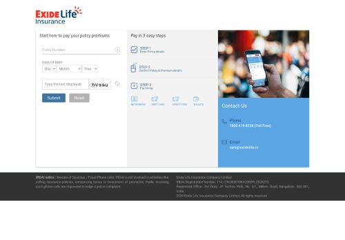 
                            3. Pay Premium Online - Exide Life Insurance