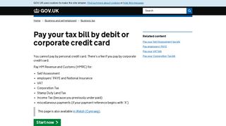 
                            8. Pay your tax bill by debit or corporate credit card - GOV.UK