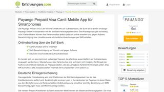 
                            11. Payango Prepaid Visa Card: Mobile App für Smartphones