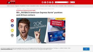 
                            12. „PAYBACK American Express Karte“: Mit Kreditkarte punkten und 20 ...