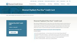 
                            10. PayBack PLUS VISA Credit Card - Riverset Credit Union