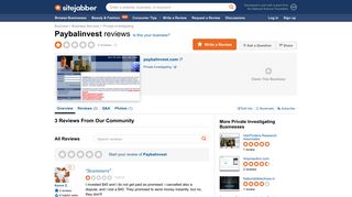 
                            5. Paybalinvest Reviews - 3 Reviews of Paybalinvest.com | Sitejabber