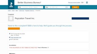 
                            12. Paycation Travel Inc. | Complaints | Better Business Bureau® Profile