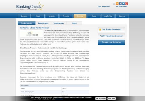 
                            3. PayCenter Global-Konto Premium | BankingCheck.de