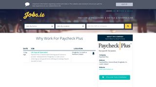 
                            8. Paycheck Plus Careers, Paycheck Plus Jobs in Ireland jobs.ie