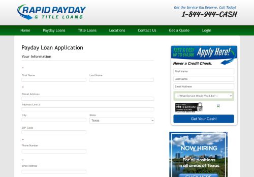 
                            3. Payday Loan Application | Rapid Payday & Title Loans