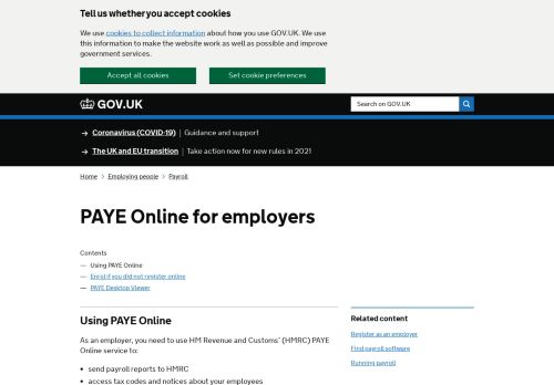 
                            6. PAYE Online for employers - GOV.UK