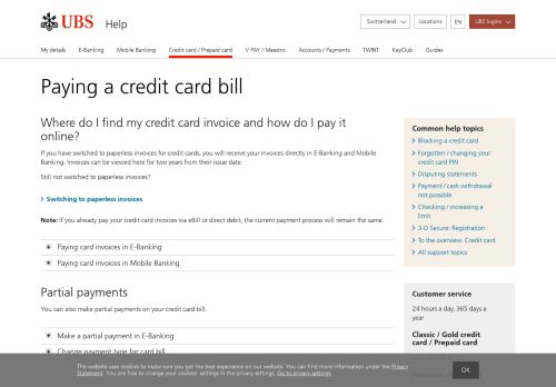 
                            5. Paying credit card bills online | UBS Switzerland