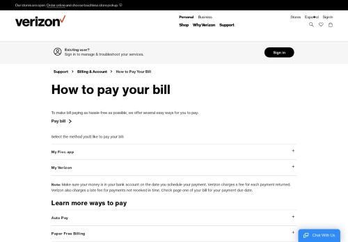 
                            11. Paying your bill | Verizon Billing & Account