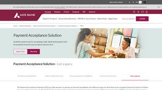 
                            4. Payment Acceptance Solutions FAQs - Axis Bank