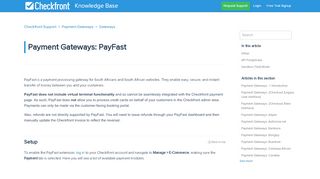 
                            6. Payment Gateways: PayFast – Checkfront Support