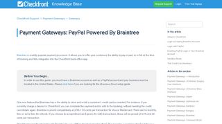 
                            4. Payment Gateways: PayPal Powered By Braintree – Checkfront Support