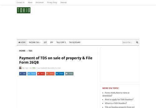 
                            13. Payment of TDS on sale of property & File Form 26QB - Taxin