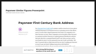 
                            7. Payoneer First Century Bank Address – Payoneer Similar Figures ...