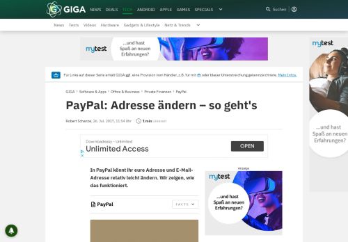 
                            8. PayPal: Adresse ändern – so geht's – GIGA