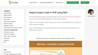 
                            10. Paypal Coupon Code in PHP using PDO | FormGet