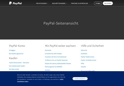 
                            1. PayPal - Die ganze Seitenansicht