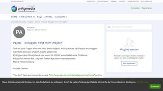 
                            2. Paypal - Einloggen nicht mehr möglich | Unitymedia Community