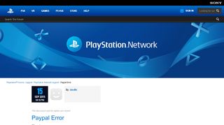 
                            2. Paypal Error - PlayStation Network Support