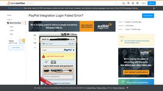
                            5. PayPal Integration Login Failed Error? - Stack Overflow