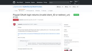 
                            5. Paypal OAuth login returns (invalid client_ID or redirect_uri) · Issue ...