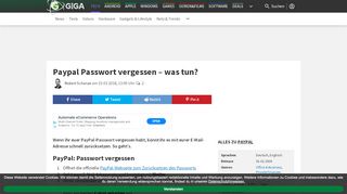 
                            2. Paypal Passwort vergessen – was tun? – GIGA