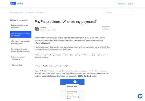 
                            11. PayPal problems: Where's my payment? – Tester Support Center