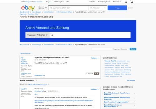 
                            3. Paypal SMS Empfang funktioniert nicht - was tun??? - eBay Community