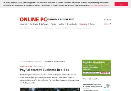 
                            13. PayPal startet Business in a Box - onlinepc.ch