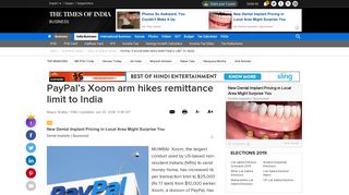 
                            5. PayPal's Xoom arm hikes remittance limit to India - Times of India