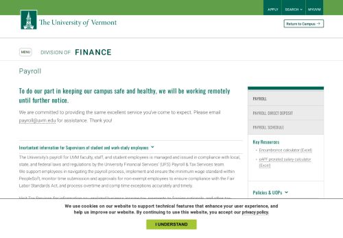 
                            3. Payroll | Division of Finance | The University of Vermont