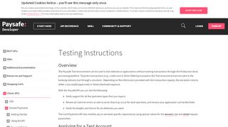 
                            10. Paysafe Developer: Testing Instructions