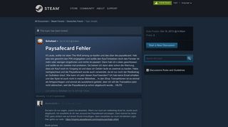 
                            9. Paysafecard Fehler :: Deutsches Forum - Steam Community