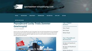 
                            1. Paysafecard Lucky Trials - Sportwetten Einzahlung