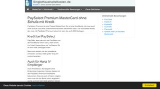 
                            10. PaySelect Premium MasterCard ohne Schufa mit Kredit