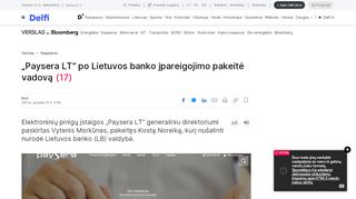 
                            10. „Paysera LT“ po Lietuvos banko įpareigojimo pakeitė vadovą - Delfi