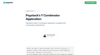 
                            9. Paystack's Y Combinator Application - The Paystack Blog