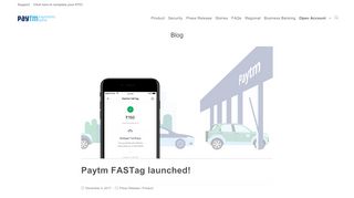 
                            6. Paytm FASTag launched! | Paytm Payments Bank Blog