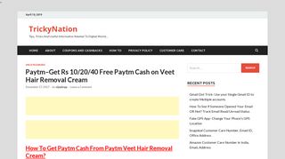 
                            8. Paytm–Get Rs 10/20/40 Free Paytm Cash on Veet Hair Removal ...