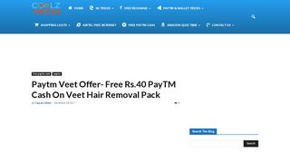 
                            5. Paytm Veet Offer- Free Rs.40 PayTM Cash On Veet Hair Removal Pack