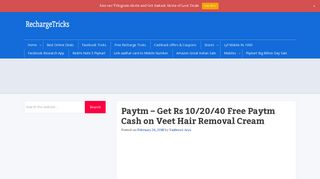 
                            3. Paytm Veet Offer- Get Rs 10+20+40 Free Paytm Cash on Veet Hair Pack