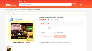 
                            9. PB Cash Garena Airpay Loket Rp.10.000 | Shopee Indonesia