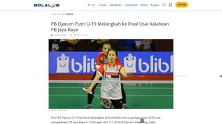 
                            11. PB Djarum Putri U-19 Melangkah ke Final Usai Kalahkan PB Jaya ...