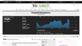 
                            13. PB Stock Price & News - Prosperity Bancshares Inc. - Wall Street Journal