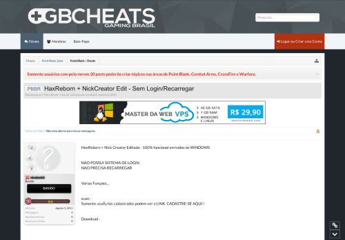 
                            2. PBBR - HaxReborn + NickCreator Edit - Sem Login/Recarregar | GBCheats