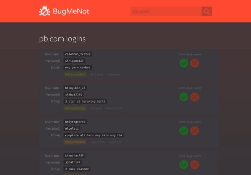 
                            2. pb.com passwords - BugMeNot