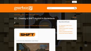 
                            2. PC - Creating a SHiFT Account in Borderlands 2 – Gearbox Software ...