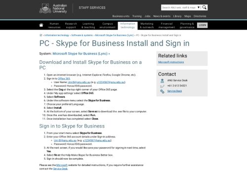 
                            13. PC - Skype for Business Install and Sign in - Staff Services - ANU
