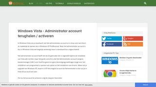 
                            1. PC Tips - Windows Vista - Administrator account terughalen / activeren ...