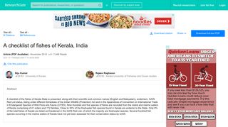 
                            8. (PDF) A checklist of fishes of Kerala, India - ResearchGate